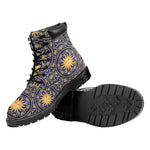 Blue And Gold Celestial Pattern Print Work Boots
