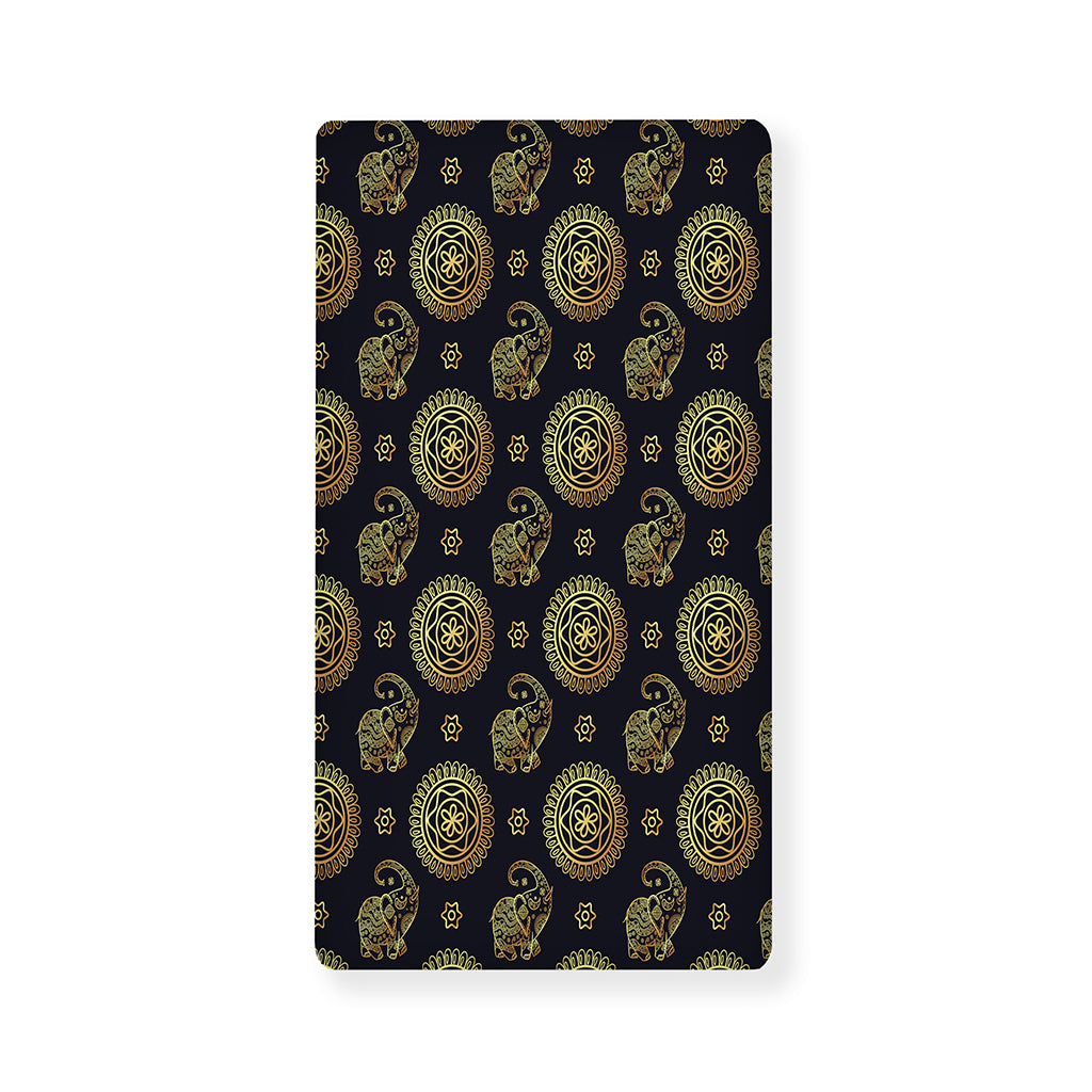 Blue And Gold Tribal Elephant Print Baby Crib Sheet