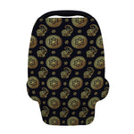 Blue And Gold Tribal Elephant Print Baby Seat Cover