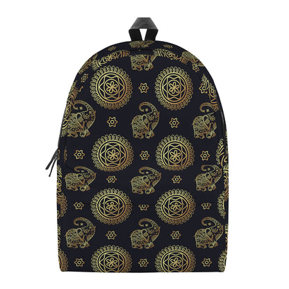 Blue And Gold Tribal Elephant Print Backpack