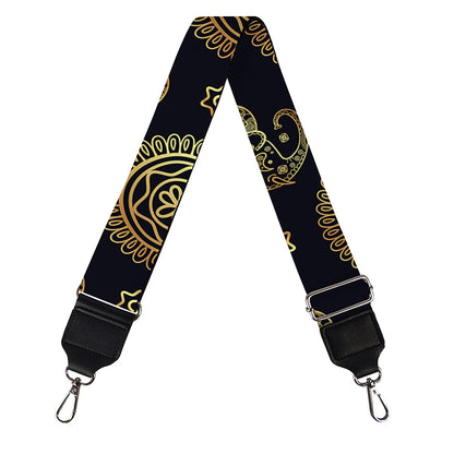 Blue And Gold Tribal Elephant Print Bag Strap