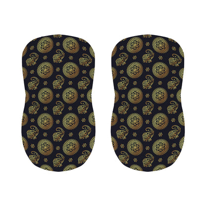 Blue And Gold Tribal Elephant Print Bar Stool Covers