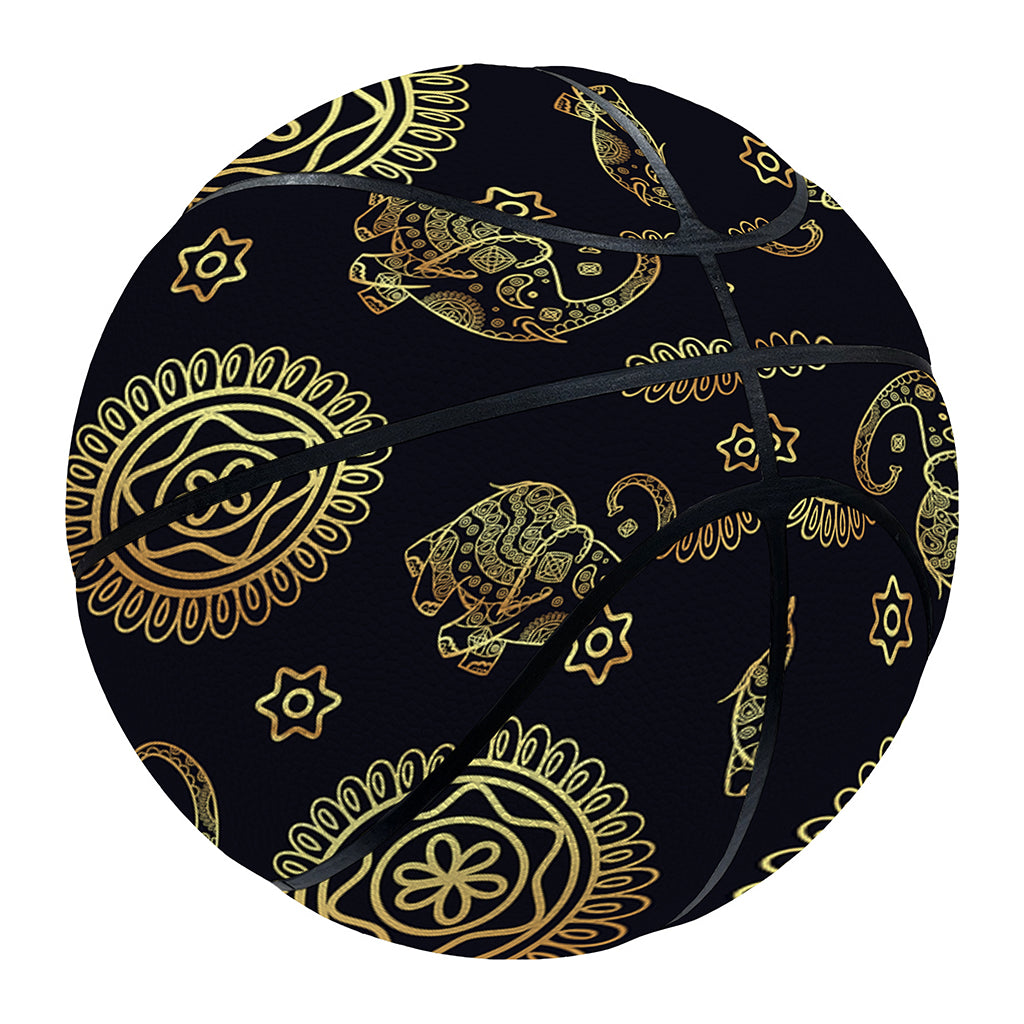 Blue And Gold Tribal Elephant Print Basketball