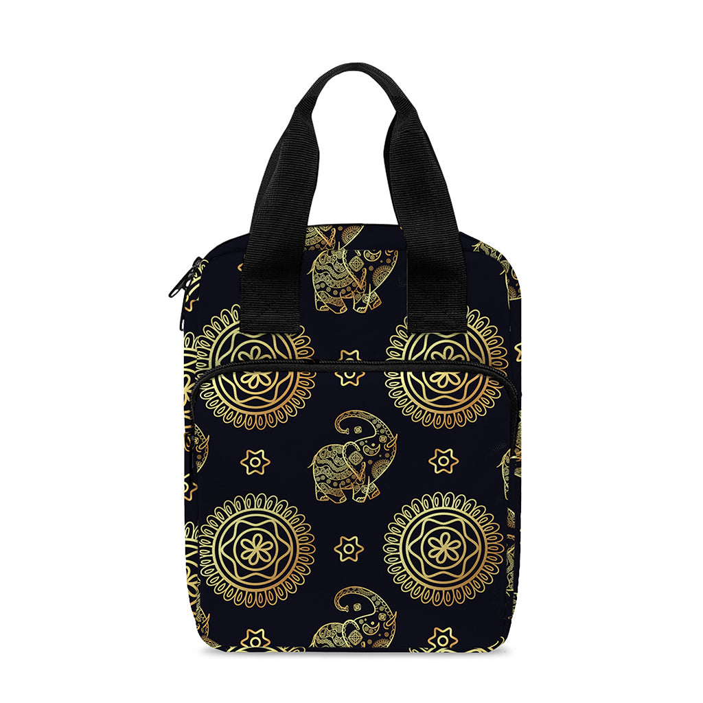 Blue And Gold Tribal Elephant Print Bible Tote Bag