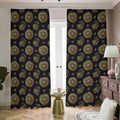 Blue And Gold Tribal Elephant Print Dimout Pencil Pleat Curtains