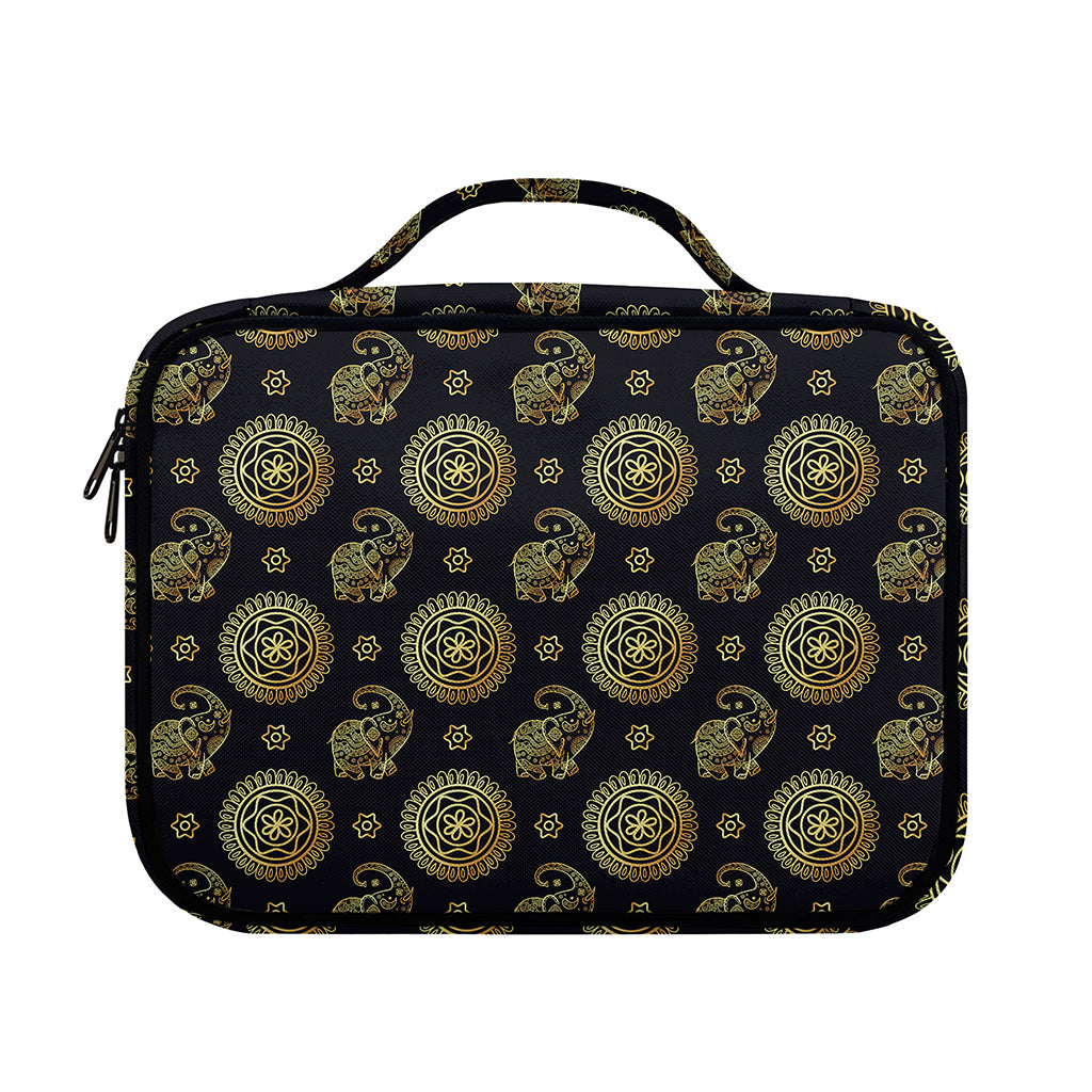 Blue And Gold Tribal Elephant Print Briefcase Bible Bag