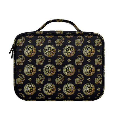 Blue And Gold Tribal Elephant Print Briefcase Bible Bag