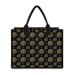 Blue And Gold Tribal Elephant Print Canvas Tote Bag