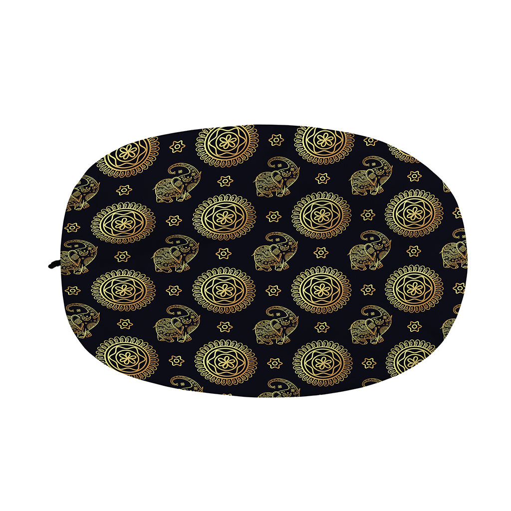 Blue And Gold Tribal Elephant Print Car Side Mirror Covers