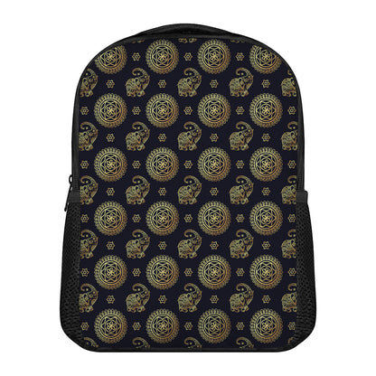 Blue And Gold Tribal Elephant Print Casual Backpack