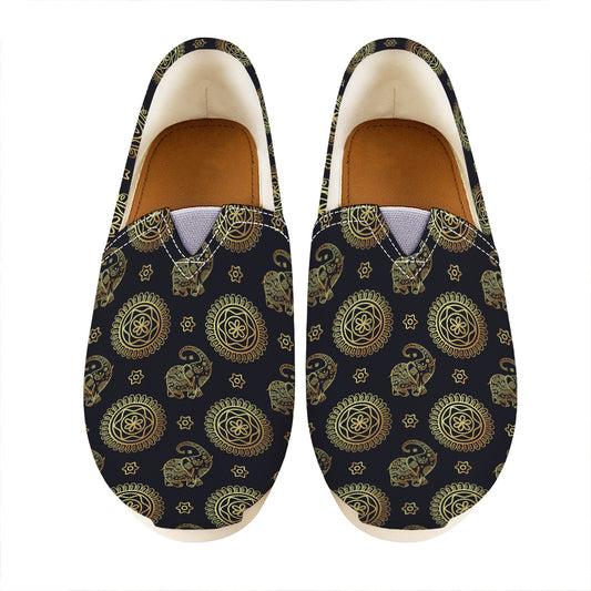 Blue And Gold Tribal Elephant Print Casual Shoes