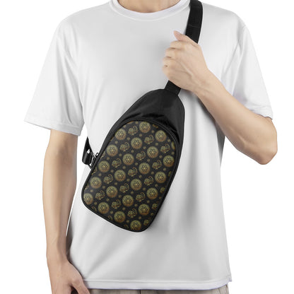 Blue And Gold Tribal Elephant Print Chest Bag
