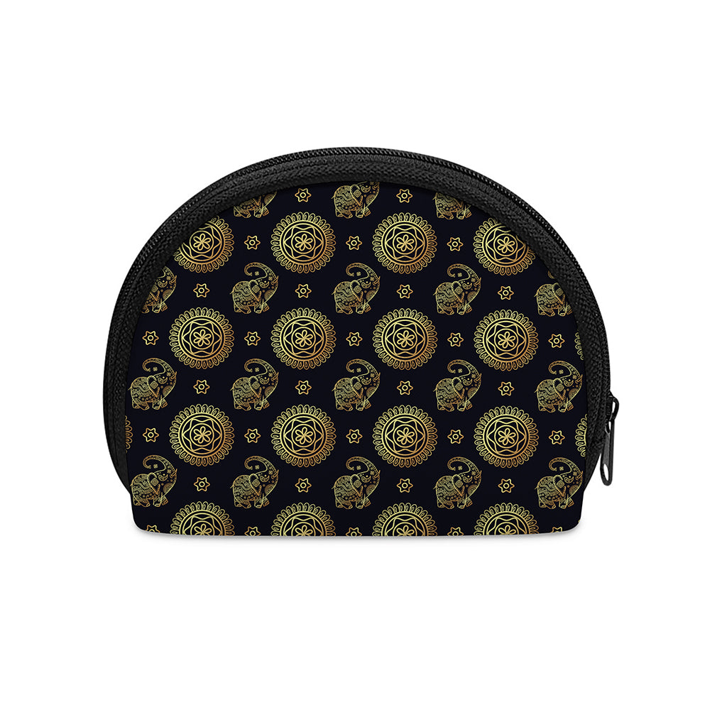 Blue And Gold Tribal Elephant Print Coin Purse