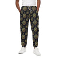 Blue And Gold Tribal Elephant Print Cotton Sweatpants