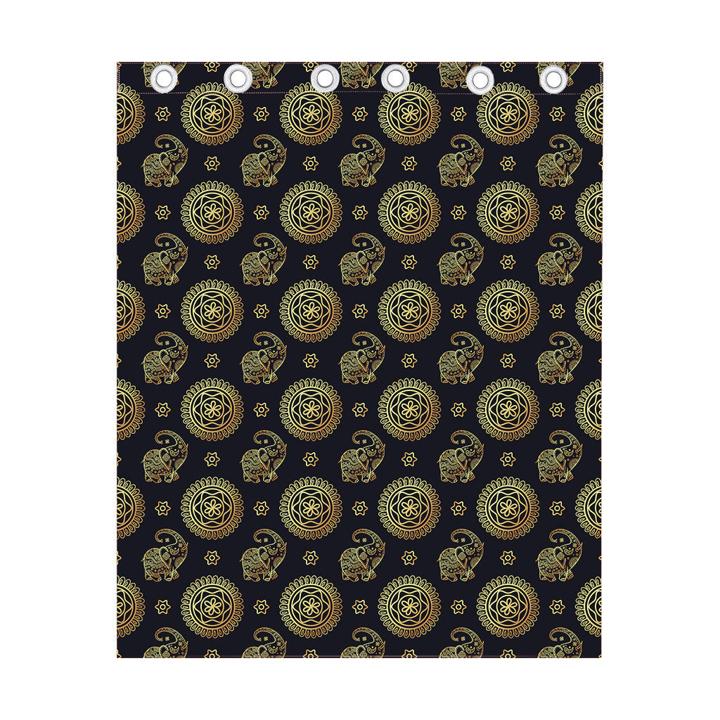 Blue And Gold Tribal Elephant Print Curtain