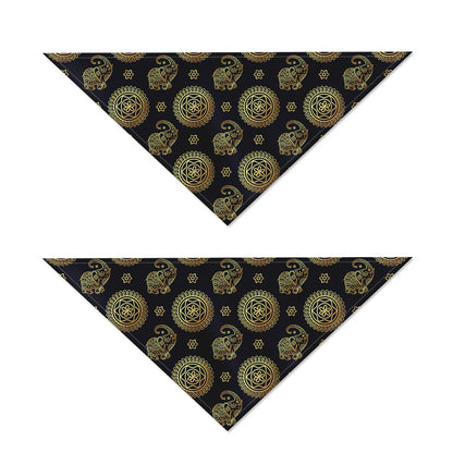 Blue And Gold Tribal Elephant Print Dog Bandana