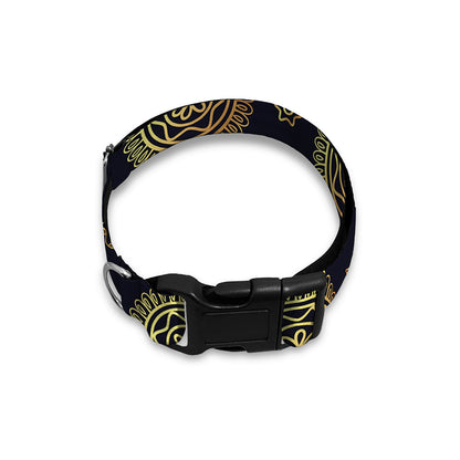 Blue And Gold Tribal Elephant Print Dog Collar