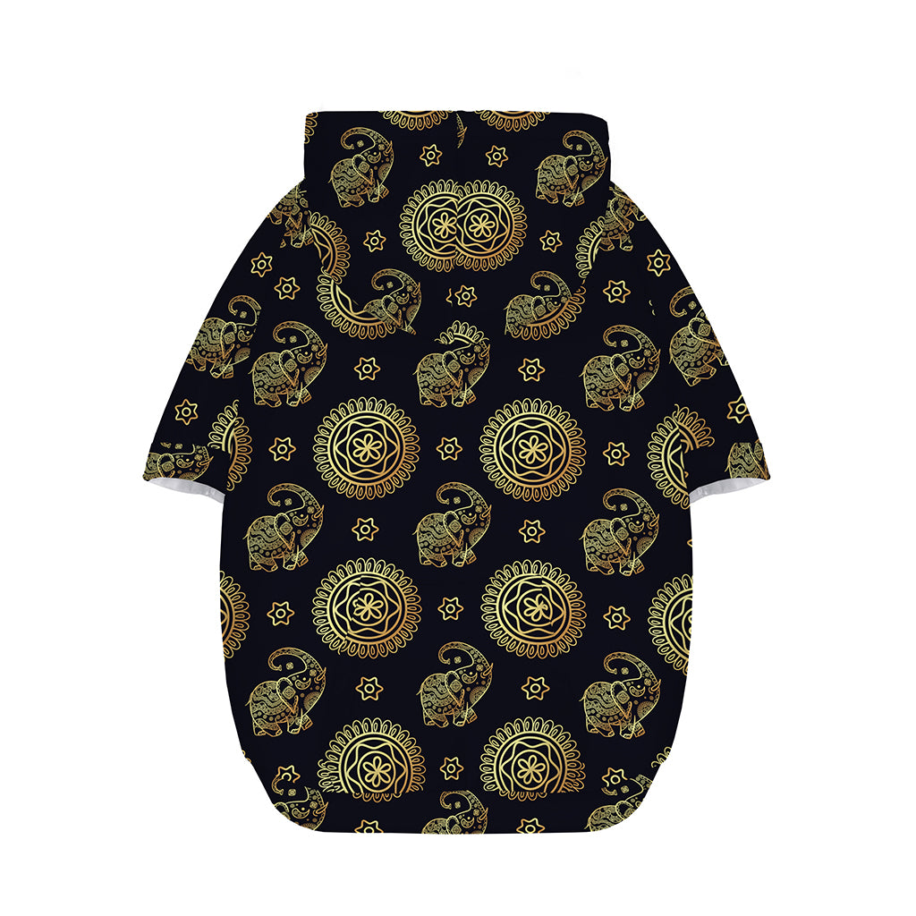 Blue And Gold Tribal Elephant Print Dog Zip Up Hoodie