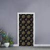 Blue And Gold Tribal Elephant Print Door Sticker