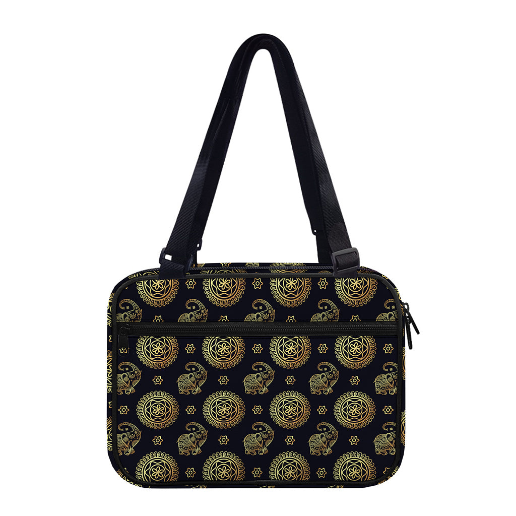 Blue And Gold Tribal Elephant Print Double Strap Bible Bag