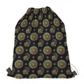 Blue And Gold Tribal Elephant Print Drawstring Bag