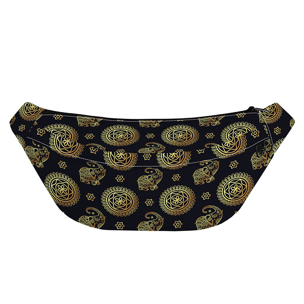 Blue And Gold Tribal Elephant Print Fanny Pack