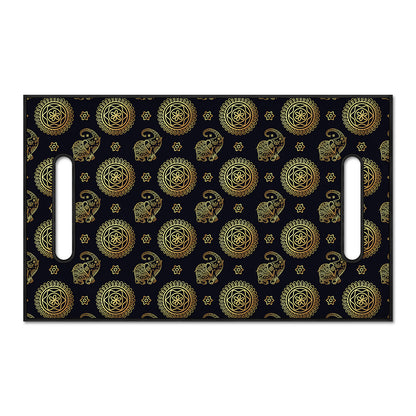 Blue And Gold Tribal Elephant Print Golf Cart Seat Cover