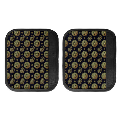 Blue And Gold Tribal Elephant Print Handle Covers
