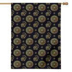 Blue And Gold Tribal Elephant Print House Flag