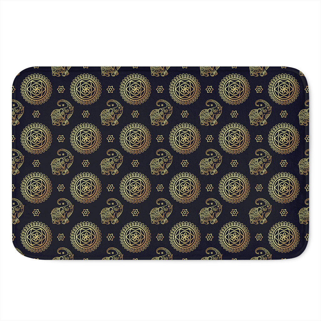 Blue And Gold Tribal Elephant Print Indoor Door Mat