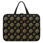 Blue And Gold Tribal Elephant Print Laptop Sleeve With Handle