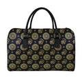 Blue And Gold Tribal Elephant Print Leather Duffel Bag