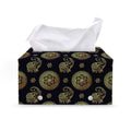 Blue And Gold Tribal Elephant Print Leather Tissue Box Cover
