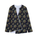 Blue And Gold Tribal Elephant Print Long Sleeve Short Coat