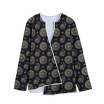 Blue And Gold Tribal Elephant Print Long Sleeve Short Coat