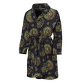 Blue And Gold Tribal Elephant Print Men's Bathrobe