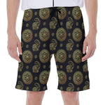 Blue And Gold Tribal Elephant Print Men's Beach Shorts
