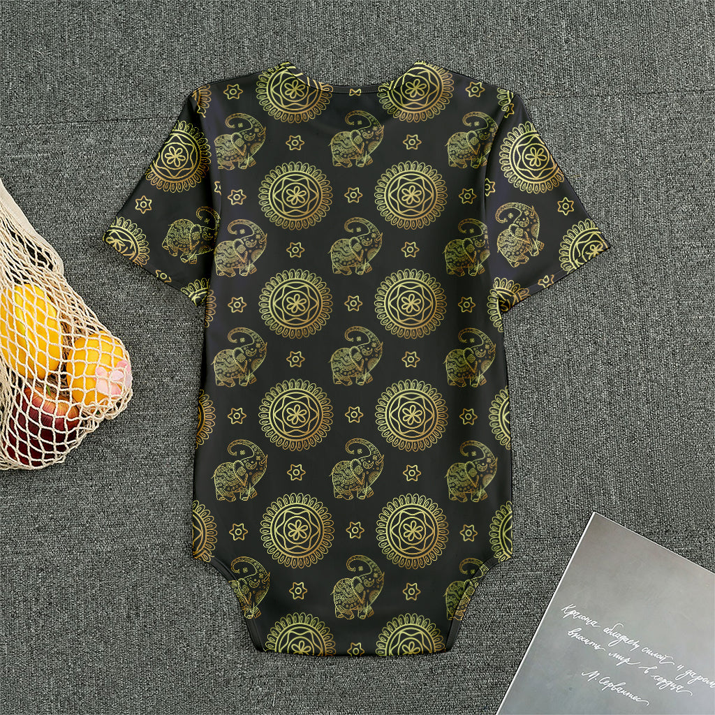 Blue And Gold Tribal Elephant Print Men's Bodysuit