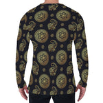 Blue And Gold Tribal Elephant Print Men's Long Sleeve T-Shirt