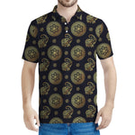 Blue And Gold Tribal Elephant Print Men's Polo Shirt