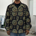 Blue And Gold Tribal Elephant Print Men's Shirt Jacket