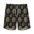 Blue And Gold Tribal Elephant Print Men's Athletic Shorts
