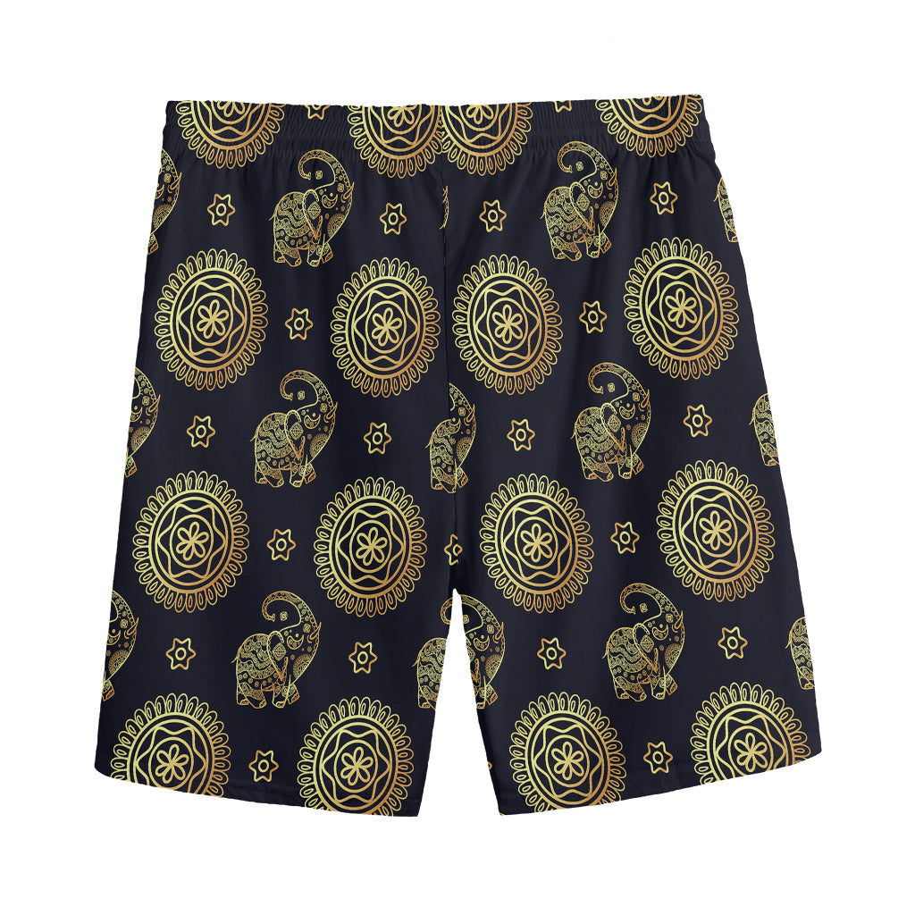 Blue And Gold Tribal Elephant Print Men's Sports Shorts