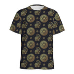 Blue And Gold Tribal Elephant Print Men's Sports T-Shirt