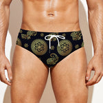 Blue And Gold Tribal Elephant Print Men's Swim Briefs