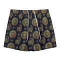 Blue And Gold Tribal Elephant Print Mesh Shorts