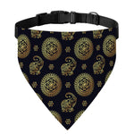 Blue And Gold Tribal Elephant Print Over The Collar Dog Bandana