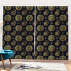 Blue And Gold Tribal Elephant Print Pencil Pleat Curtains