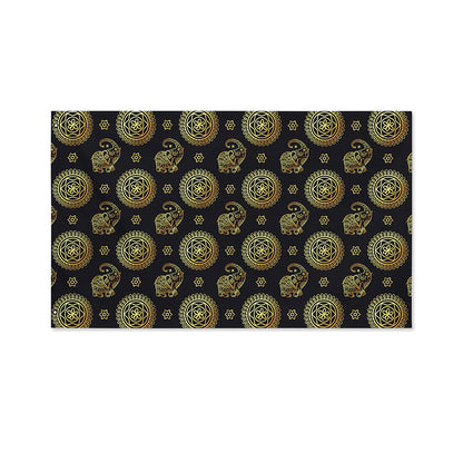 Blue And Gold Tribal Elephant Print Polyester Flag