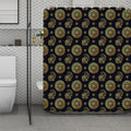 Blue And Gold Tribal Elephant Print Polyester Shower Curtain